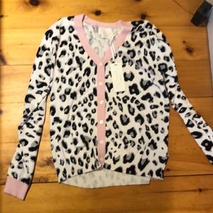 Whisper Cotton Cashmere Cardigan Black and White cami Sweater!!! NWT